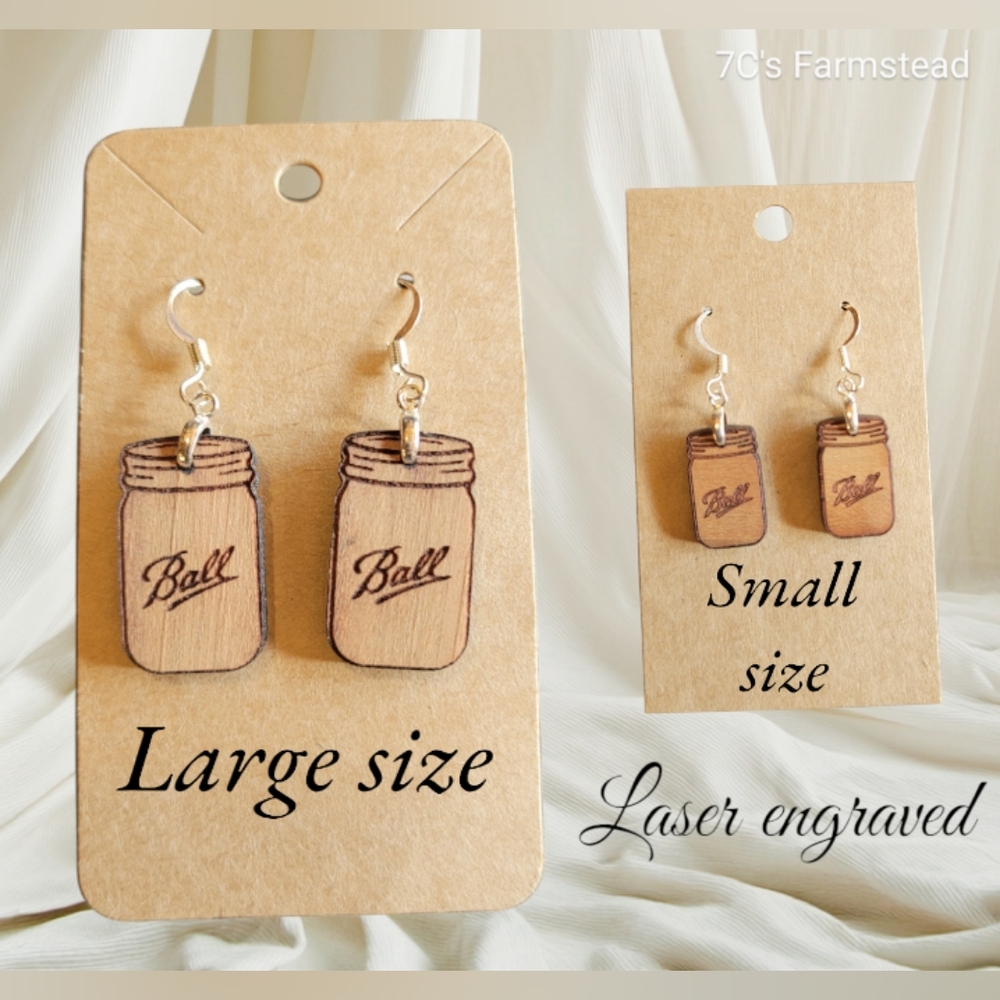 🪵1 pair of Wooden "Ball" jar Earrings